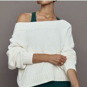 Carbon 38 Off-Shoulder White Sweater Cotton M